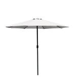 Solar LED Outdoor Garden Parasol with Steel Pole – 8-Rib Canopy, Crank Handle & Vent