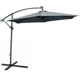 Solar LED Cantilever Garden Parasol – Steel Frame Outdoor Umbrella with 8-Rib Vented Canopy