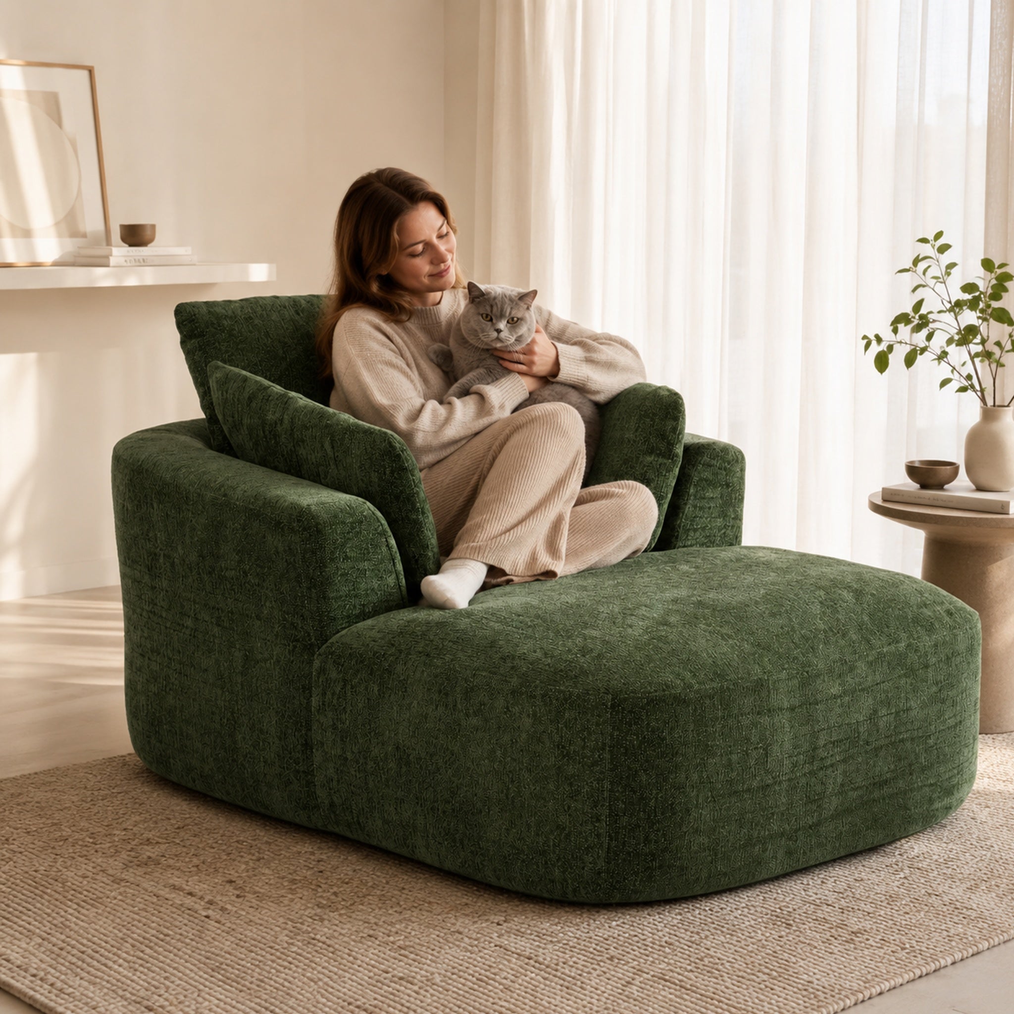 SOFTY Compressed Indoor Lounge Sofa Chair - Green