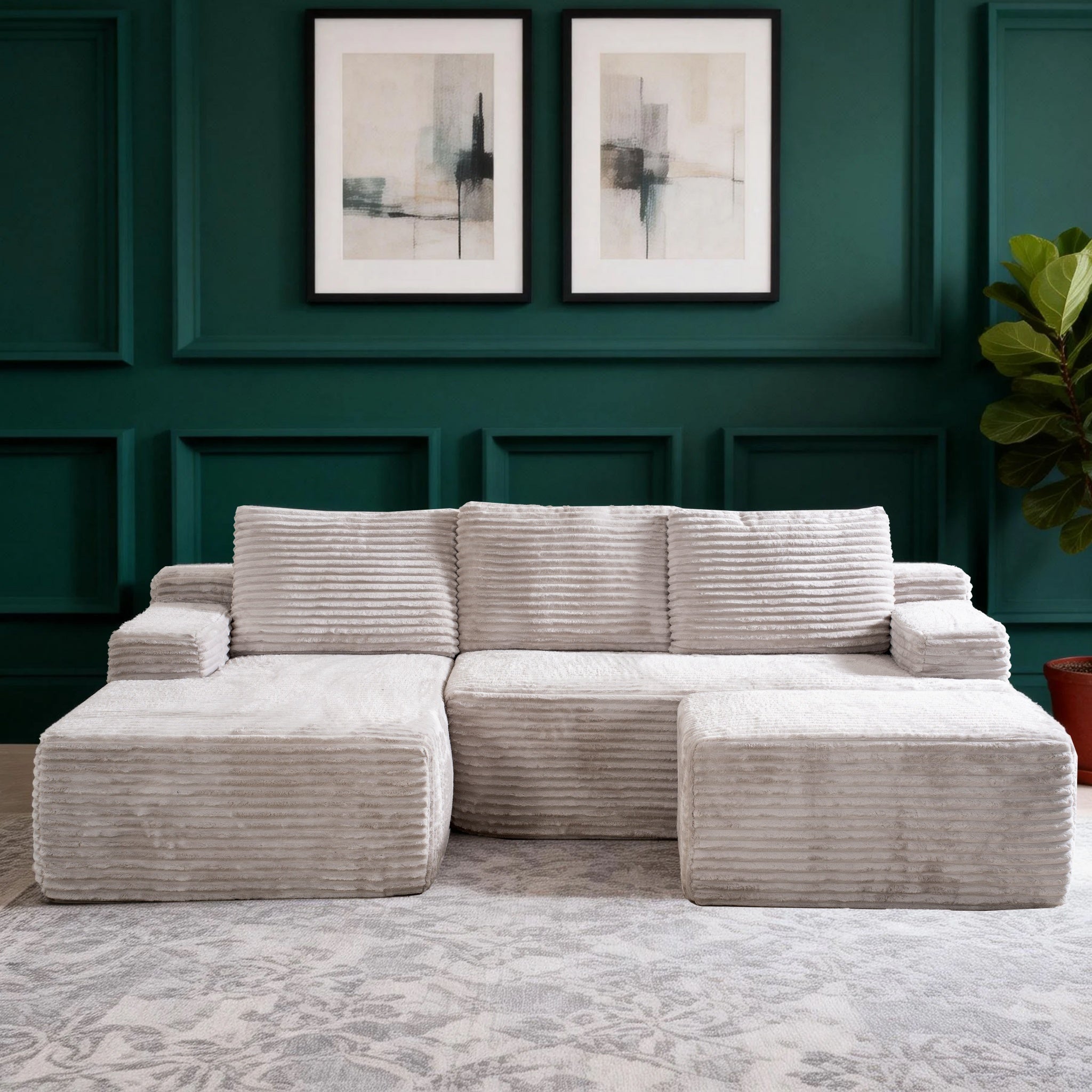 SOFTY Compressed Modular Sofa with Chaise & Ottoman