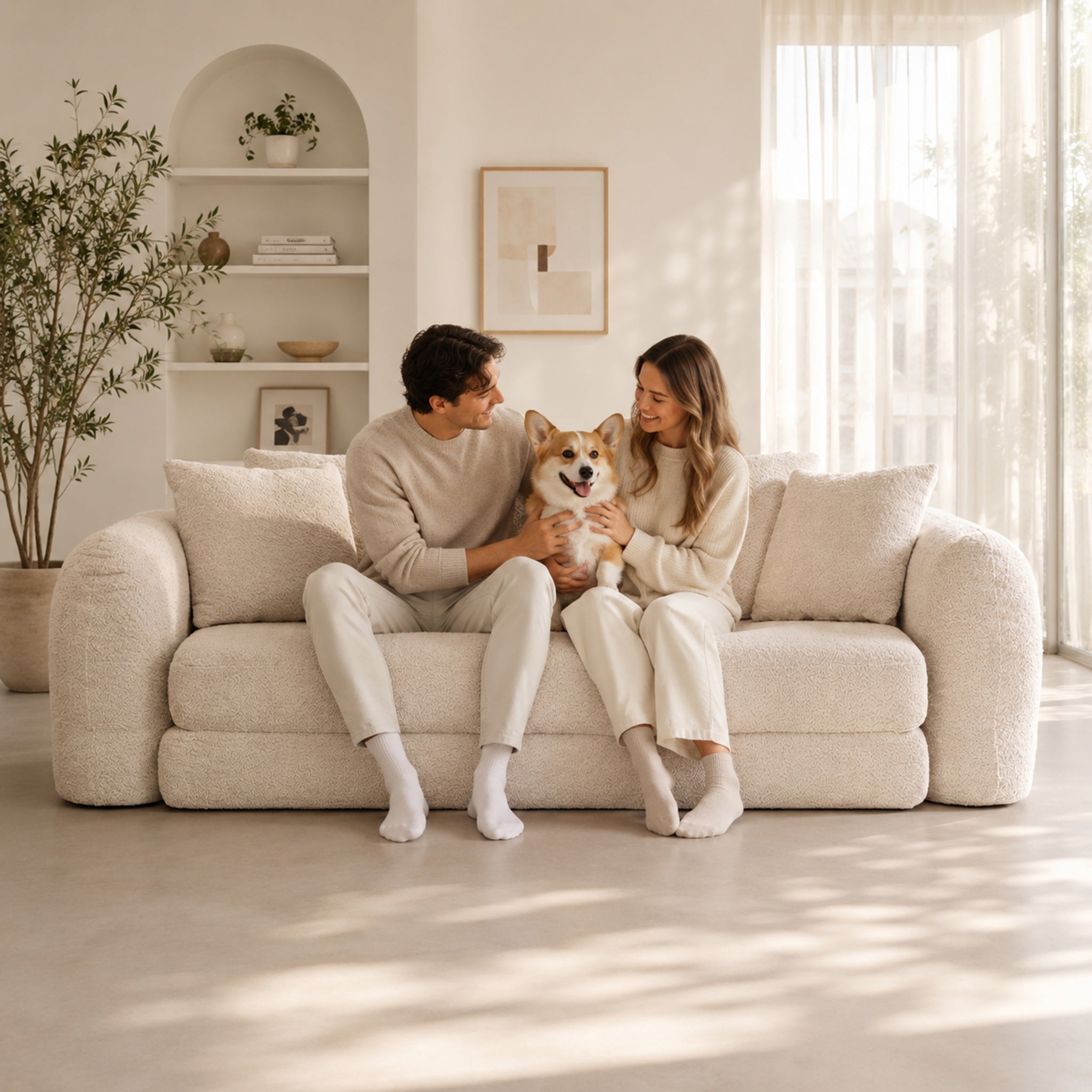 SOFTY Compressed Pull-Out Sofa Bed - Beige