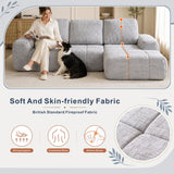 SOFTY Compressed Sectional Sofa with Chaise (Textured Line Design)