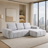 SOFTY Compressed Sectional Sofa with Chaise (Textured Line Design)
