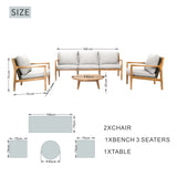 SOLARA 4-Piece Wood Outdoor Sofa Set – 5-Seater