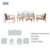SOLARA 5-Piece Wood Outdoor Sofa Set – 5-Seater