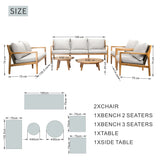 SOLARA 6-Piece Wood Outdoor Sofa Set – 7-Seater