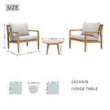 SOLARA Wood Outdoor Bistro Sofa Set – 3-Piece