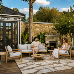 SOLARA 5-Seater Wood Outdoor Sofa Set – 5 Pieces