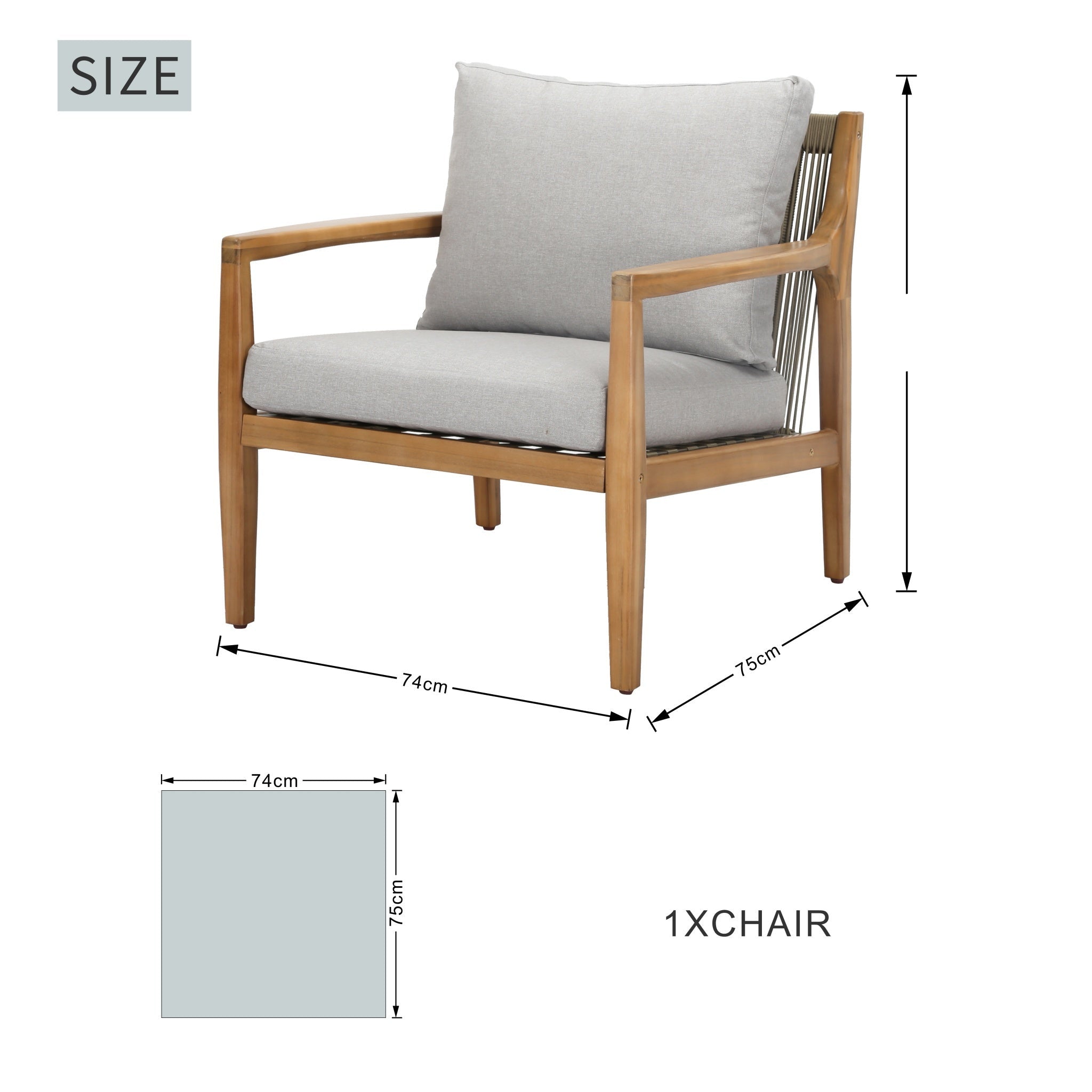 SOLARA Solid Wood Single Seater Sofa Set of 2