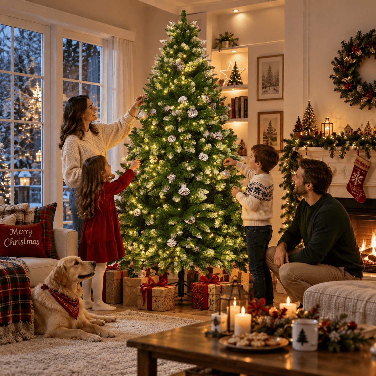 Snow-Dusted Green Artificial Christmas Tree