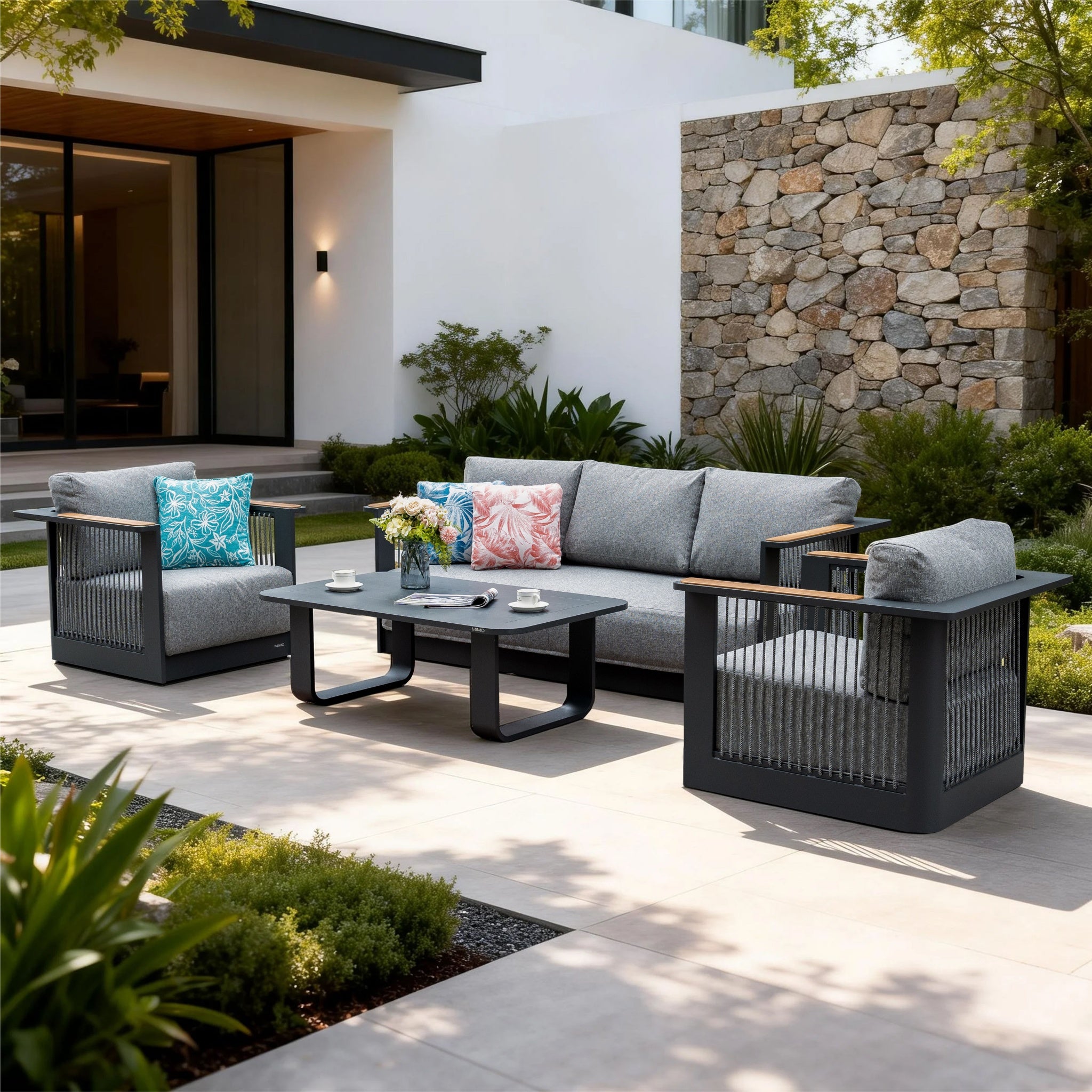 TALARA 5-Seater Aluminium Outdoor Sofa Set - 3 Pieces