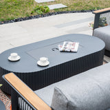TALARA 5-Seater Aluminium Sofa Set with LYRIN Fire Pit Table
