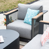 TALARA 5-Seater Aluminium Sofa Set with LYRIN Fire Pit Table