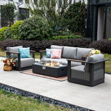 TALARA 5-Seater Aluminium Sofa Set with ZENITH Fire Pit Table