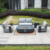 VAREL 4-Piece Sofa Set with LYRIN Fire Pit Table (2 Armchairs + 2-Seater)