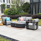 VAREL 4-Piece Sofa Set with LYRIN Fire Pit Table (2 Armchairs + 2-Seater)