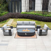VAREL 4-Piece Sofa Set with LYRIN Fire Pit Table (2 Armchairs + 3-Seater)