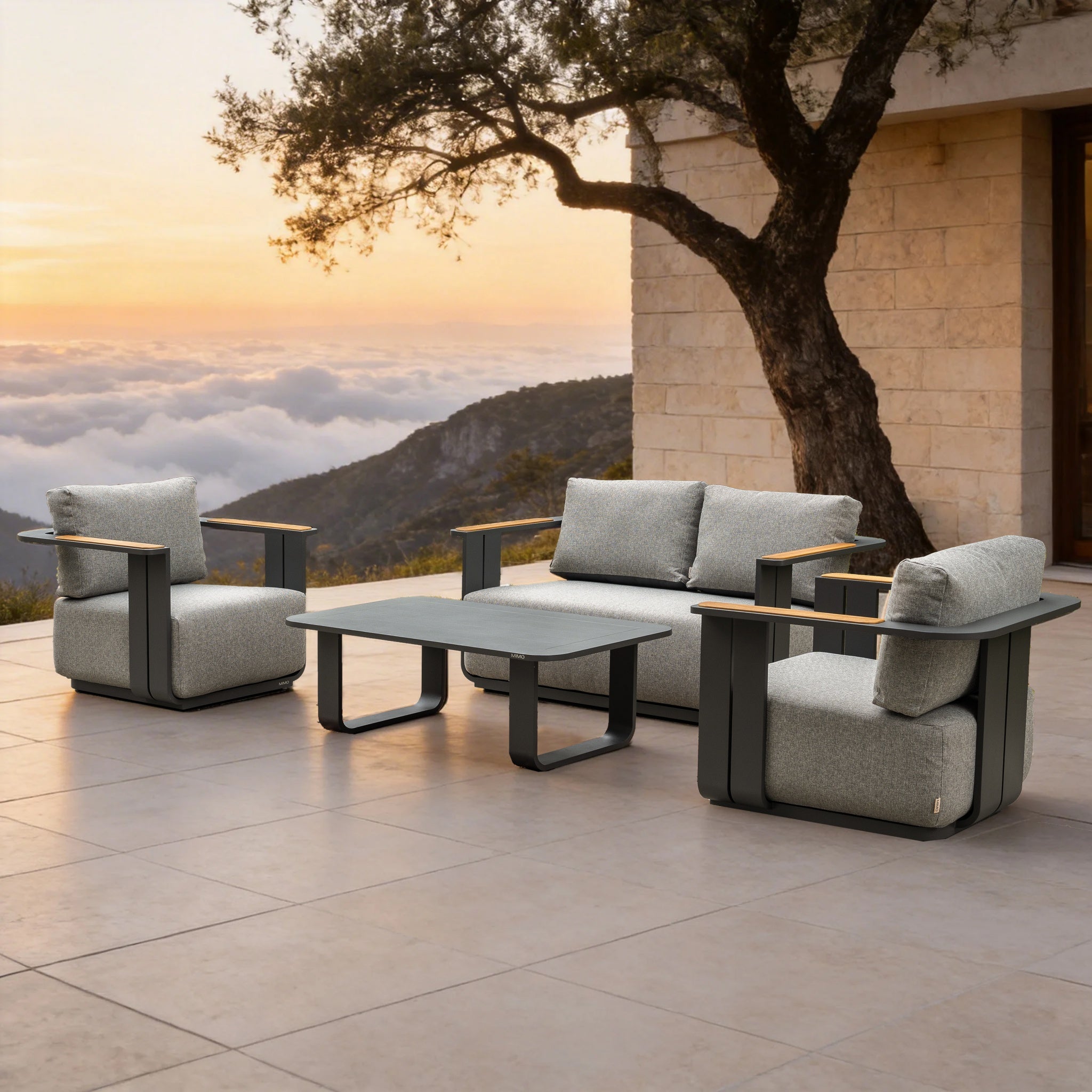 VAREL 4-Piece Sofa Set with TALARA Coffee Table (2 Armchairs + 2-Seater)