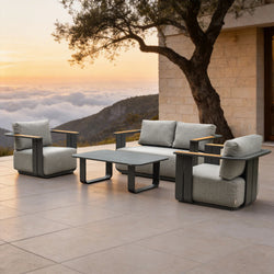 VAREL 4-Piece Sofa Set with TALARA Coffee Table (2 Armchairs + 2-Seater)