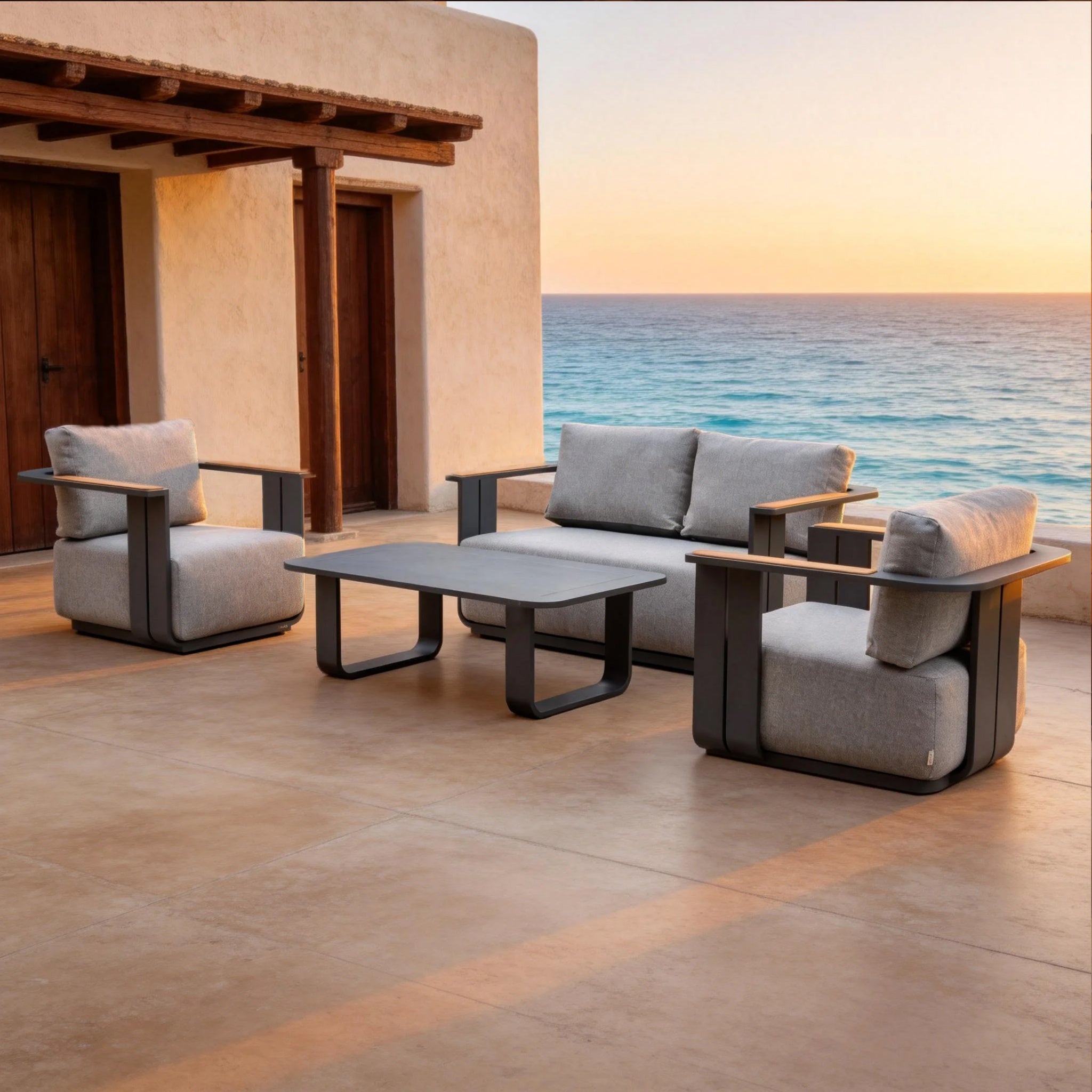 VAREL 4-Piece Sofa Set with TALARA Coffee Table (2 Armchairs + 2-Seater)