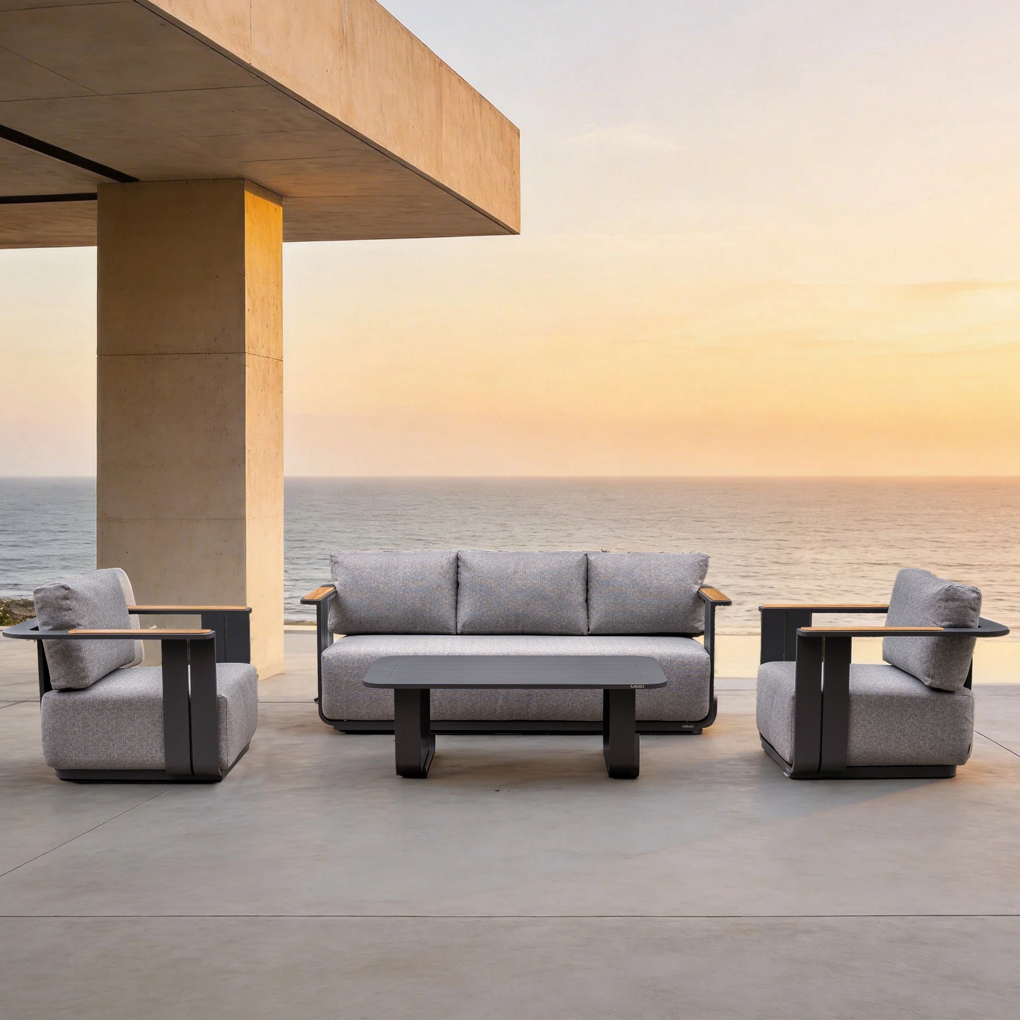 VAREL 4-Piece Sofa Set with TALARA Coffee Table (2 Armchairs + 3-Seater)