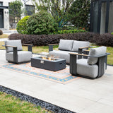 VAREL 4-Piece Sofa Set with ZENITH Fire Pit Table (2 Armchairs + 2-Seater)