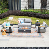 VAREL 4-Piece Sofa Set with ZENITH Fire Pit Table (2 Armchairs + 2-Seater)