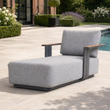 VAREL Outdoor Chaise Lounge – Aluminium Sun Lounger with Fire-Resistant Fabric