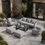 VELORA Aluminium Outdoor Lounge Set with TALARA Coffee Table & VAREL Ottomans