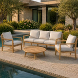 SOLARA 5-Seater Wood Outdoor Sofa Set – 4 Pieces