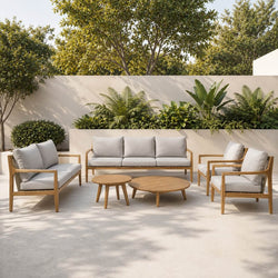 SOLARA 7-Seater Wood Outdoor Sofa Set – 6 Pieces