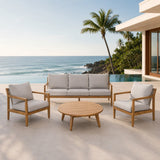 SOLARA 5-Seater Wood Outdoor Sofa Set – 4 Pieces